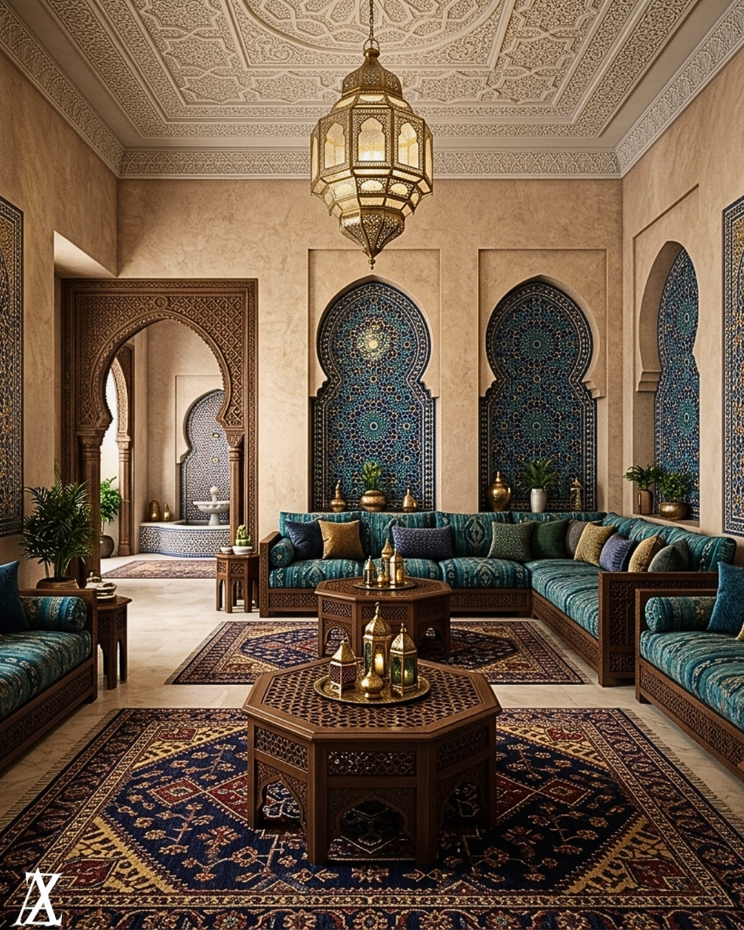 Andalusian interior design Ajman UAE luxury villa interior