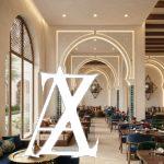 staurant interior design featuring a modern luxury dining space with elegant furniture, premium materials, and ambient lighting.