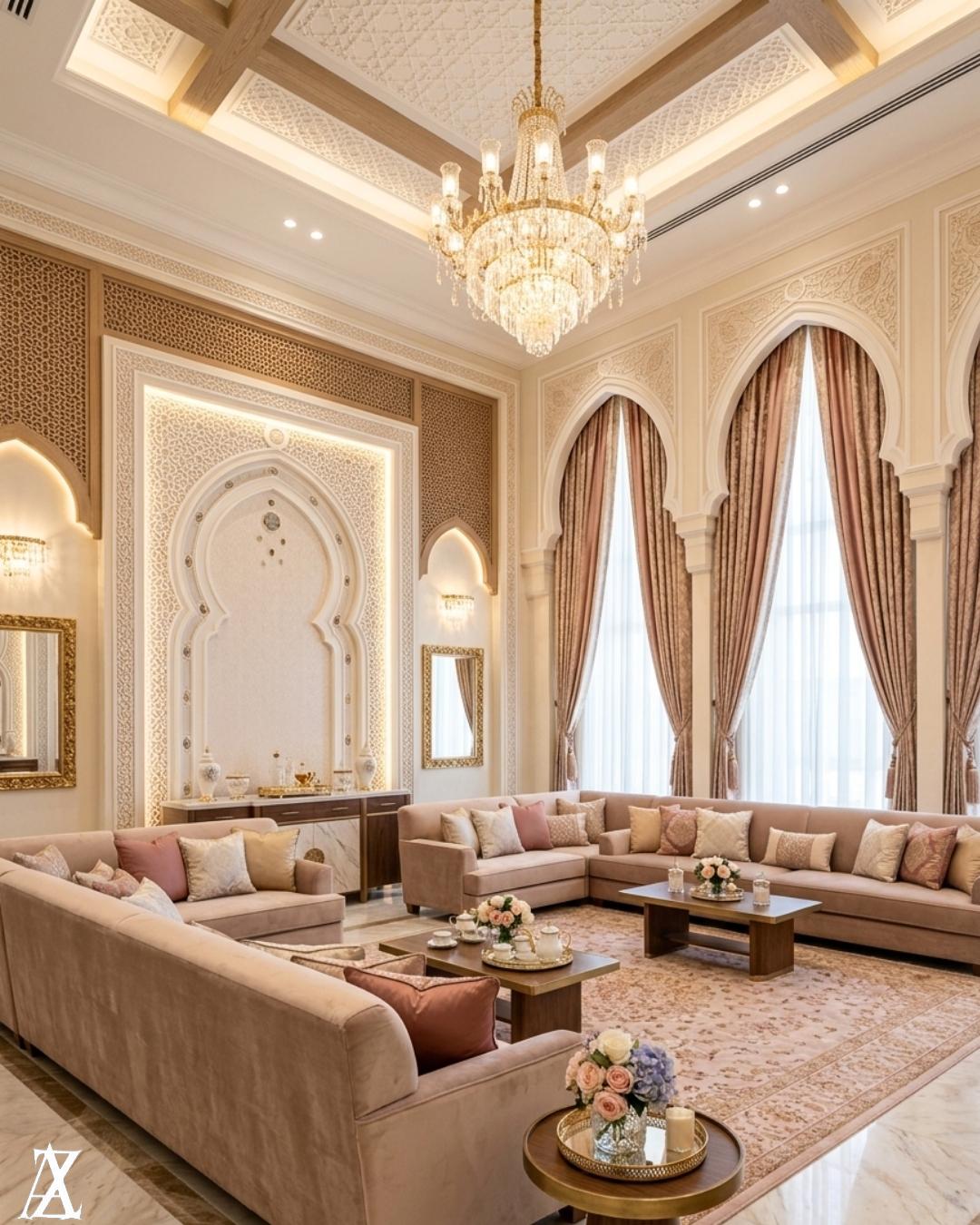 Villa interior design women majlis Ajman featuring luxury seating and refined details