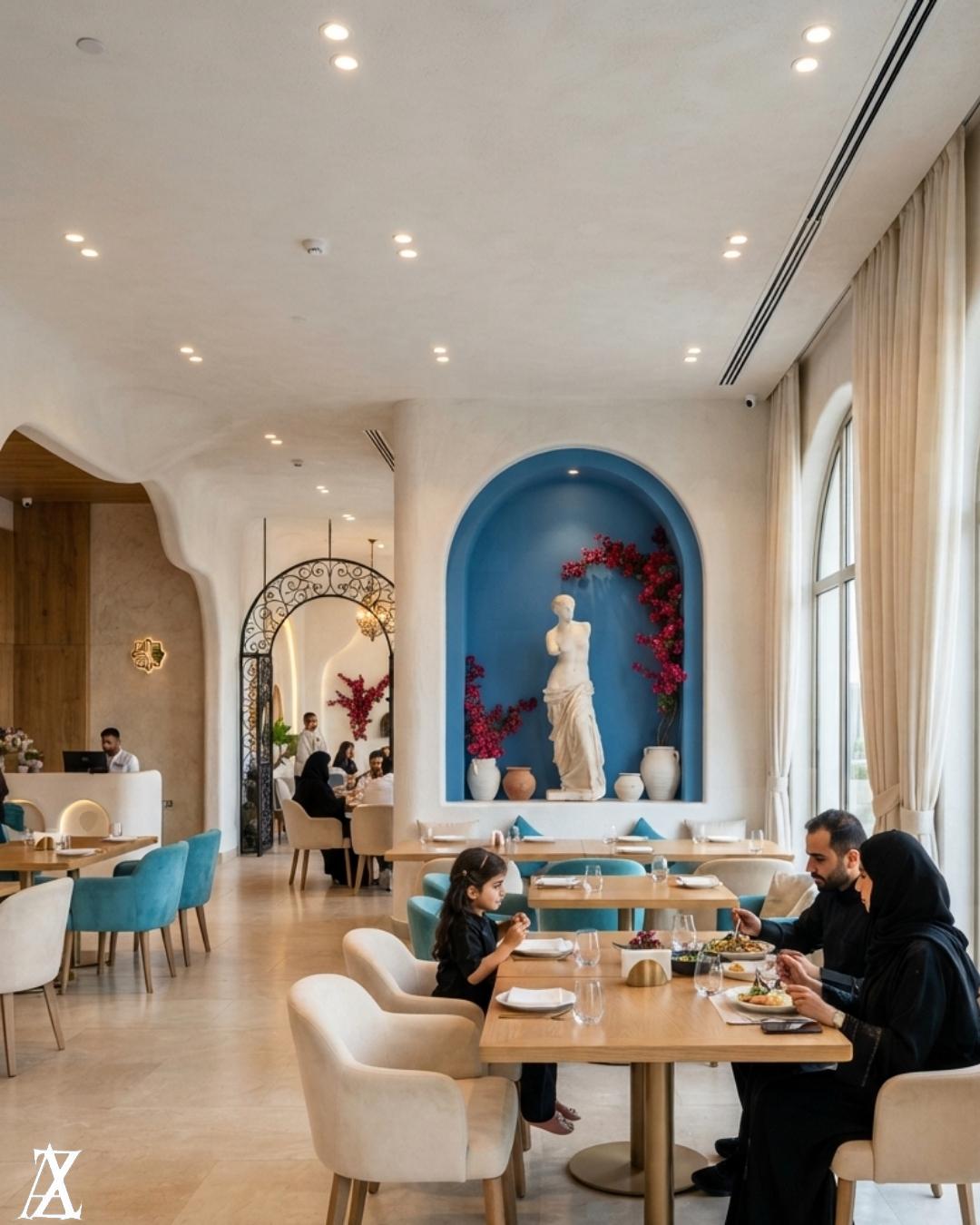 Luxury restaurant interior design with elegant modern dining space, premium materials, stylish lighting, and sophisticated hospitality interiors.