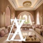 Luxury villa interior design women majlis in Ajman with elegant modern décor