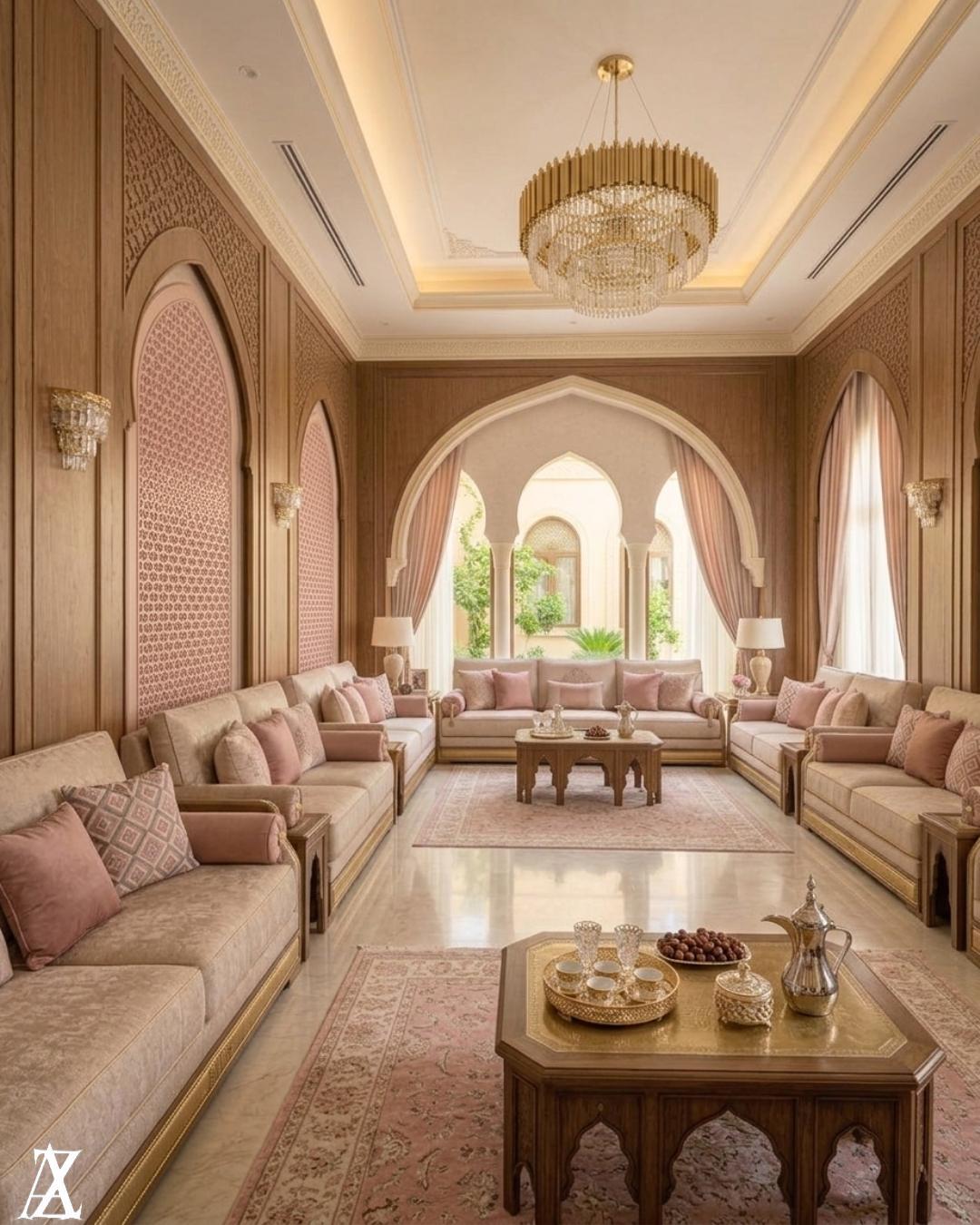 Luxury villa interior design women majlis in Ajman with elegant modern décor