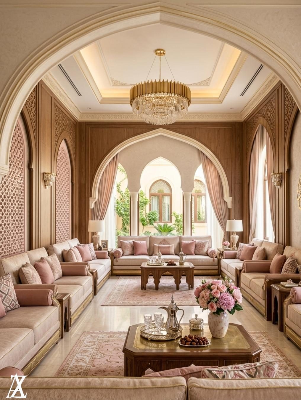 Luxury villa interior design in Ajman showcasing a sophisticated women majlis