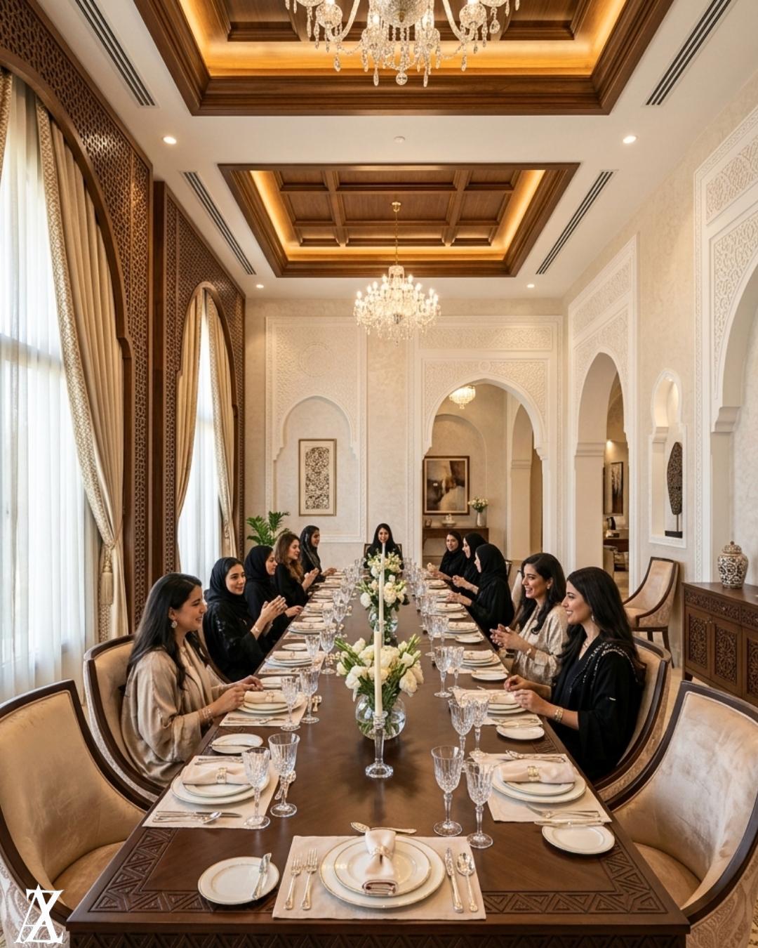 Luxury dining room design in a modern Palm Jumeirah villa