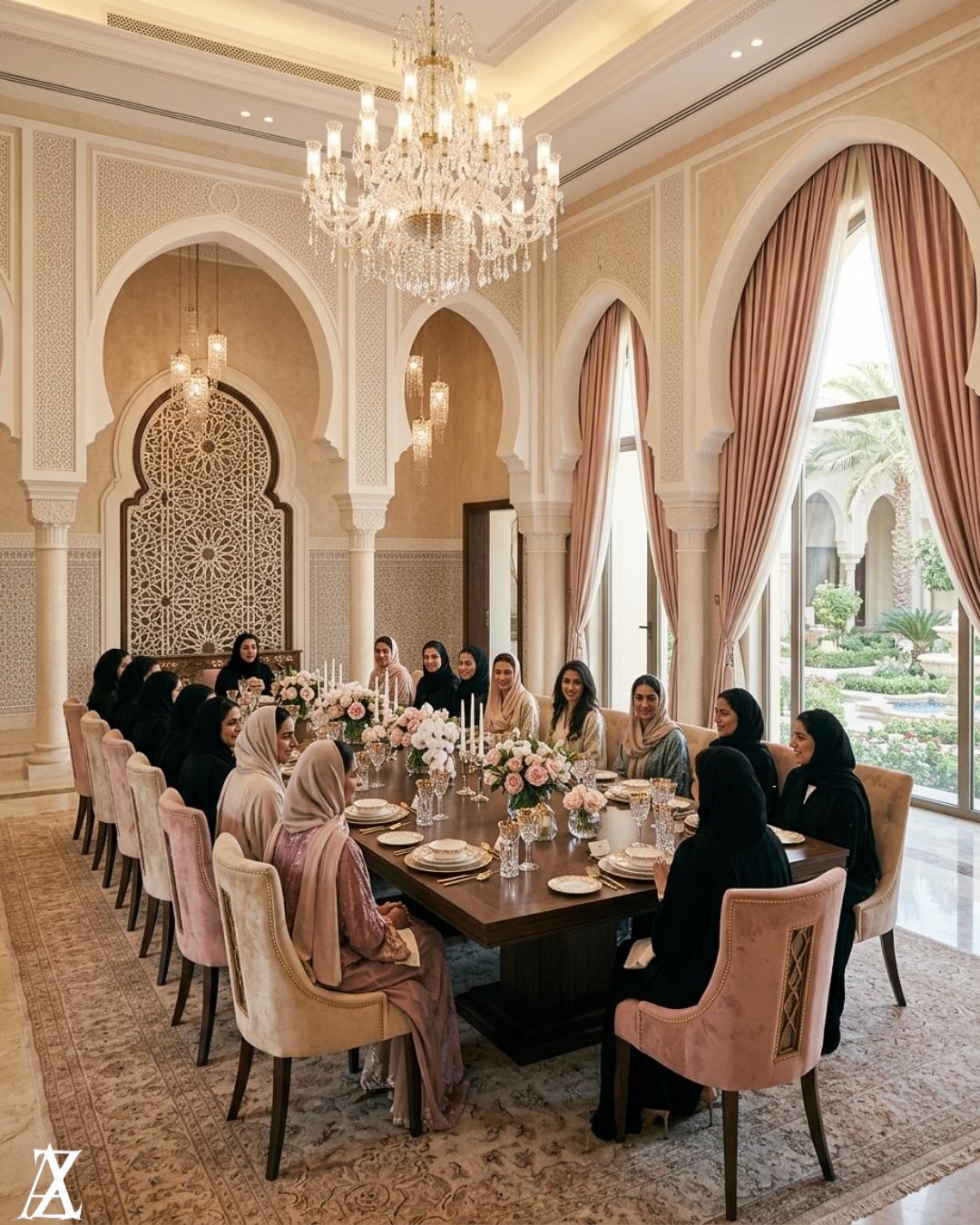 Luxury dining room interior design in a Palm Jumeirah villa, Dubai