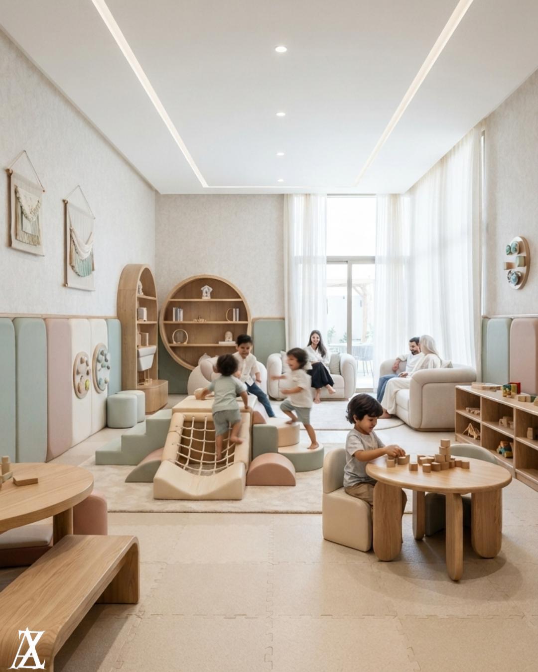 Kids Playroom Design Dammam luxury playroom with modern furniture and playful details by Zidan Architects