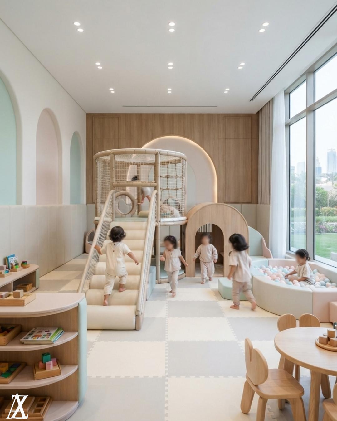 Kids Playroom Design Sharjah modern children's room with creative storage and play areas by Zidan Architects