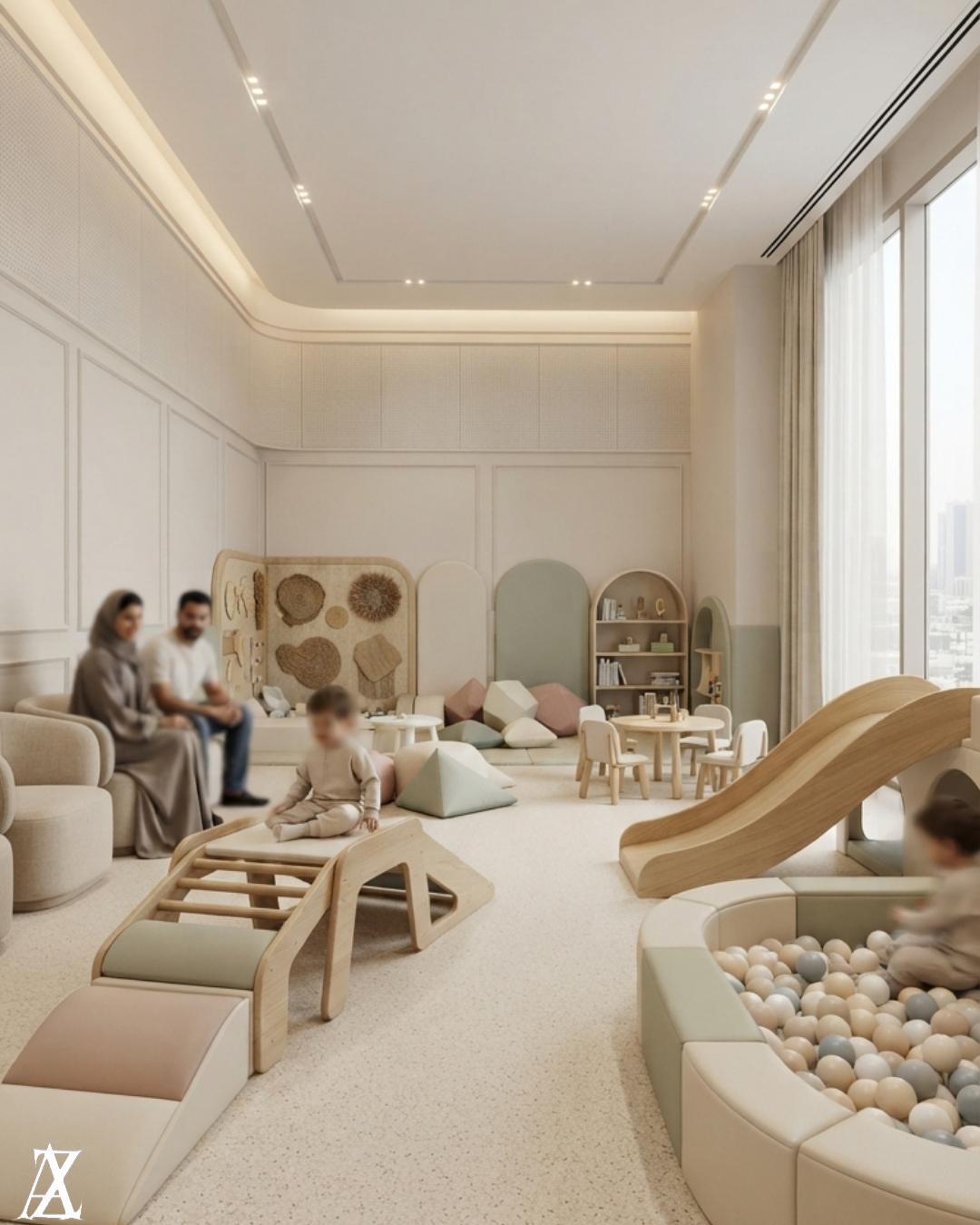Kids Playroom Design Al Ain elegant children's room with safe and creative play spaces by Zidan Architects