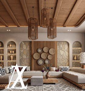 Modern Bohemian luxury villa interior design in Riyadh Saudi Arabia