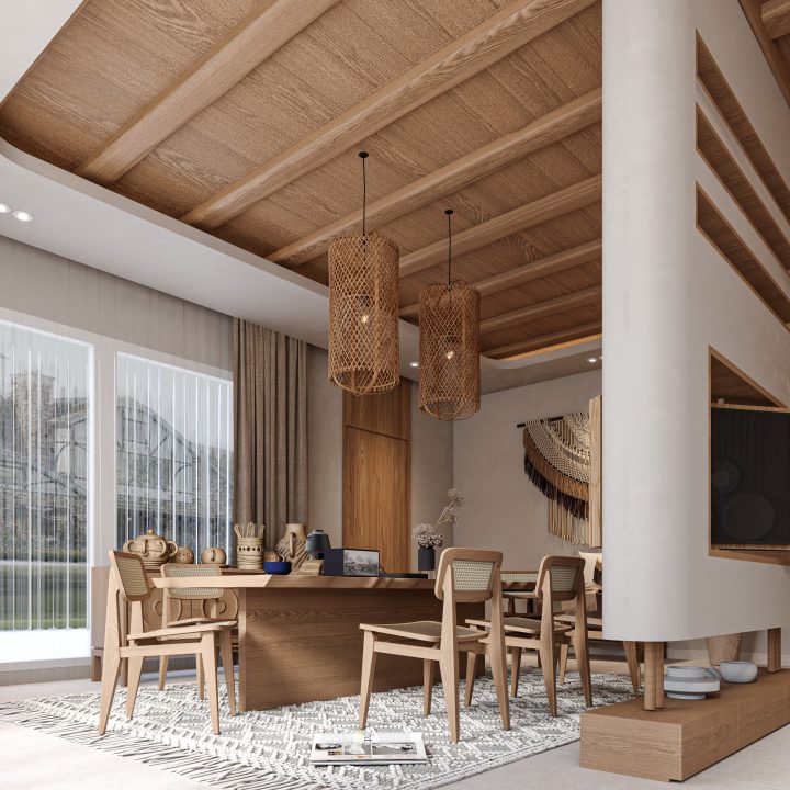 Modern Bohemian villa living room design in Riyadh